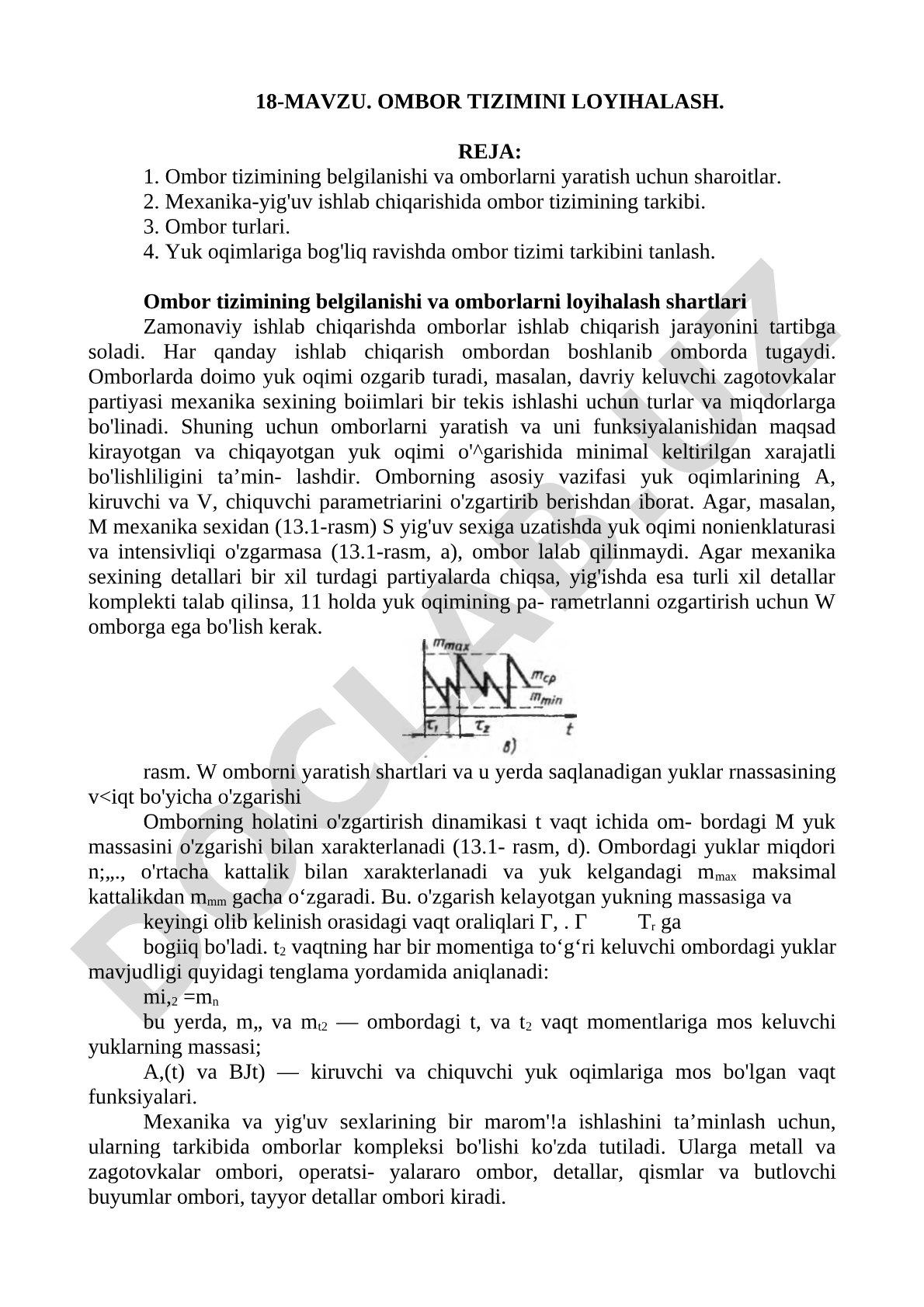 Ombor tizimining belgilanishi, turlari va yuk oqimlari asosida tarkibini tanlash haqida