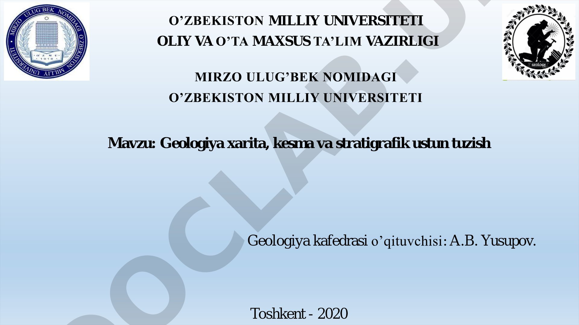 Geologiya xarita, kesma va stratigrafik ustun tuzish
