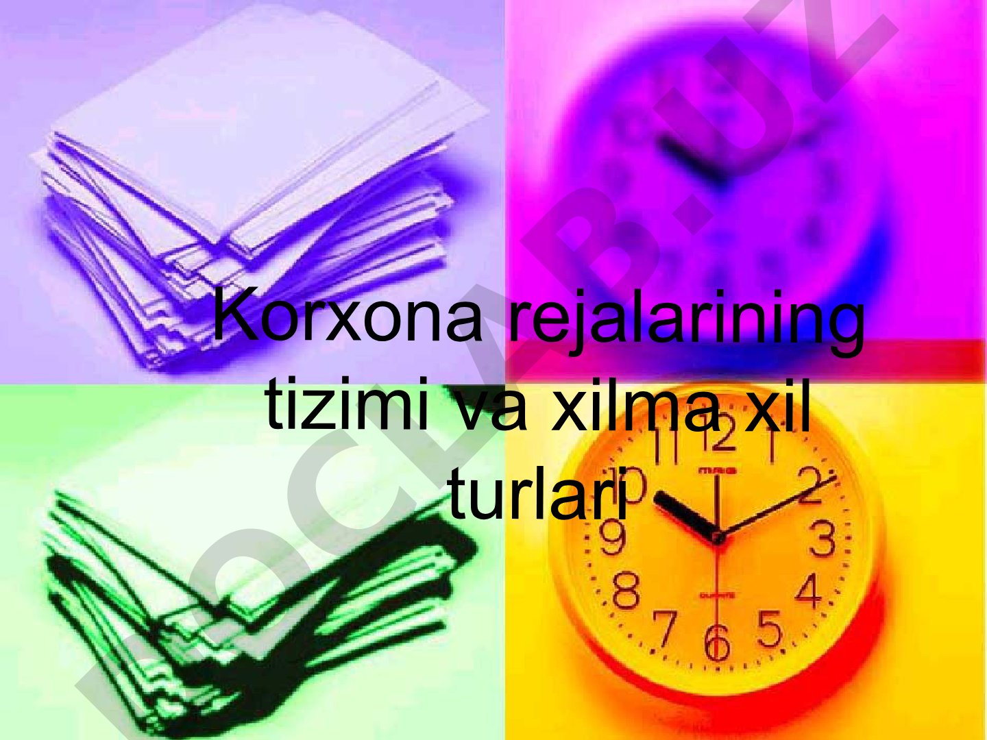 Korxona rejalarining tizimi va xilma xil turlari