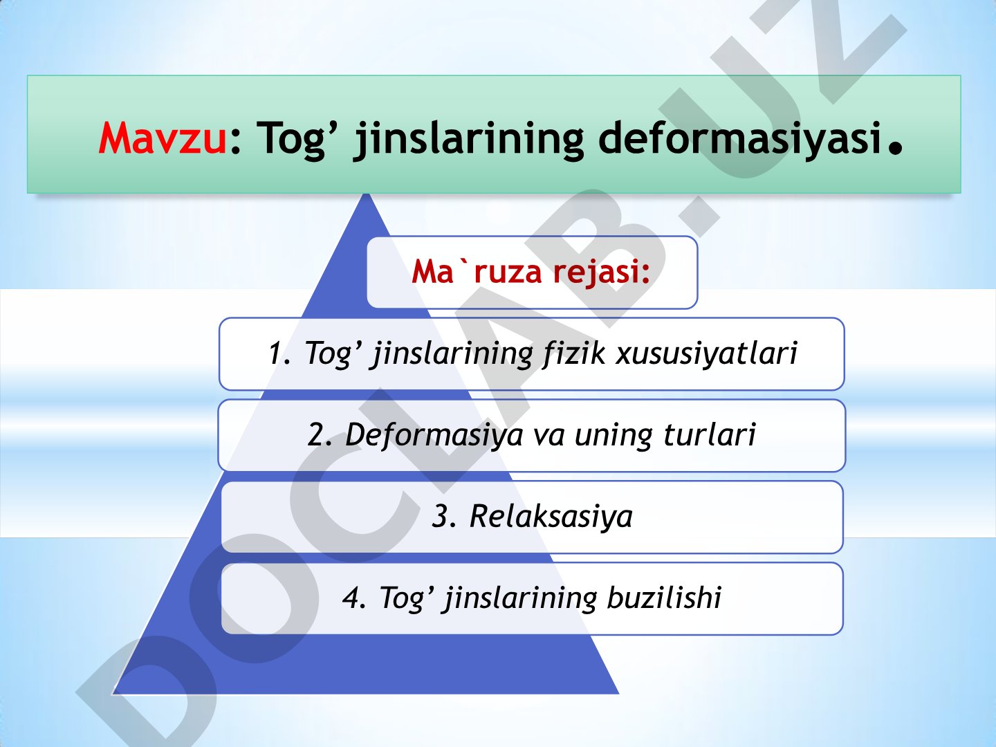 Tog' jinslarining deformasiyasi