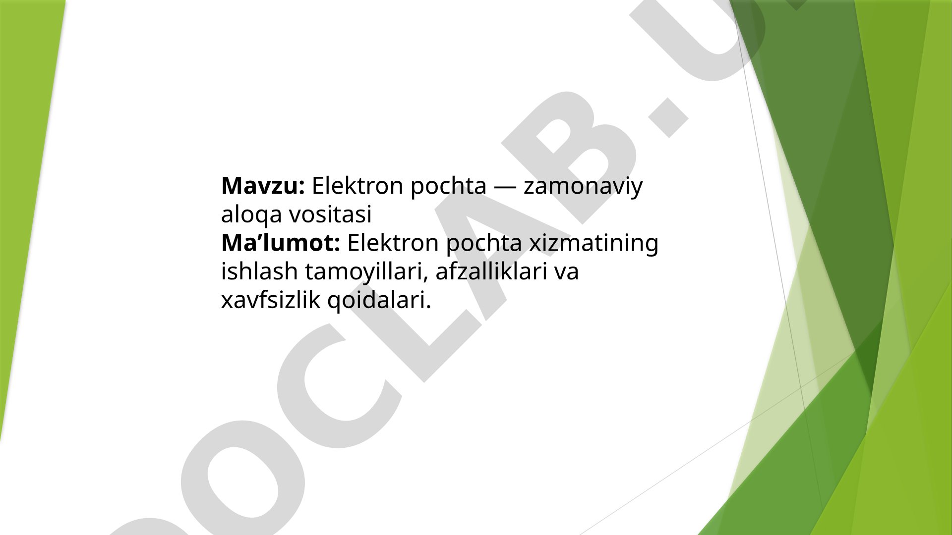 Elektron pochta — zamonaviy aloqa vositasi