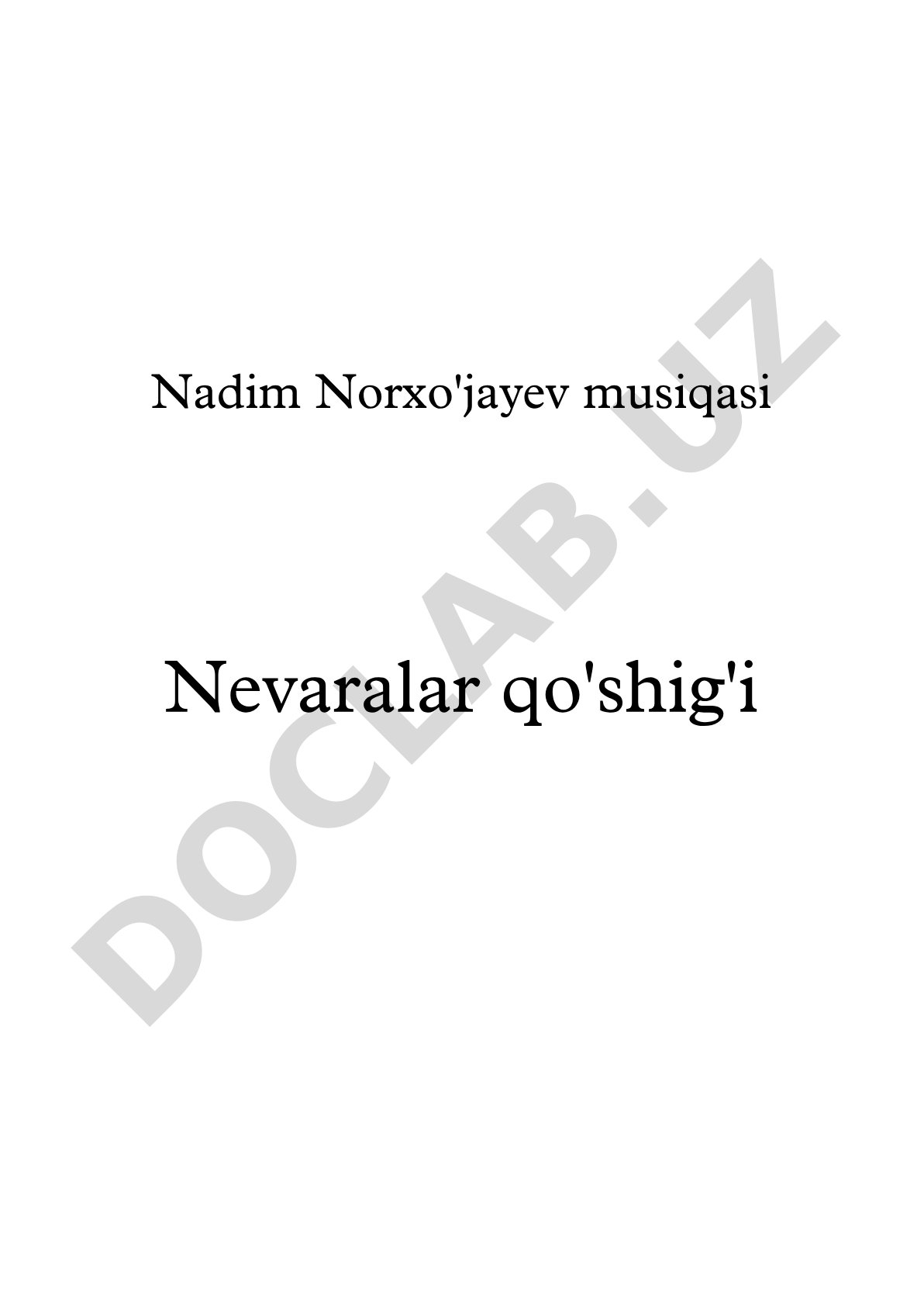 Nevaralar qo'shig'i