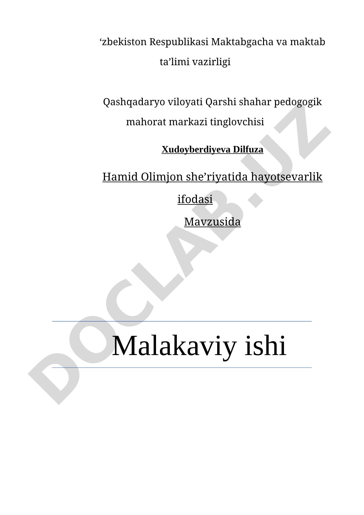 Hamid Olimjon she’riyatida hayotsevarlik ifodasi
