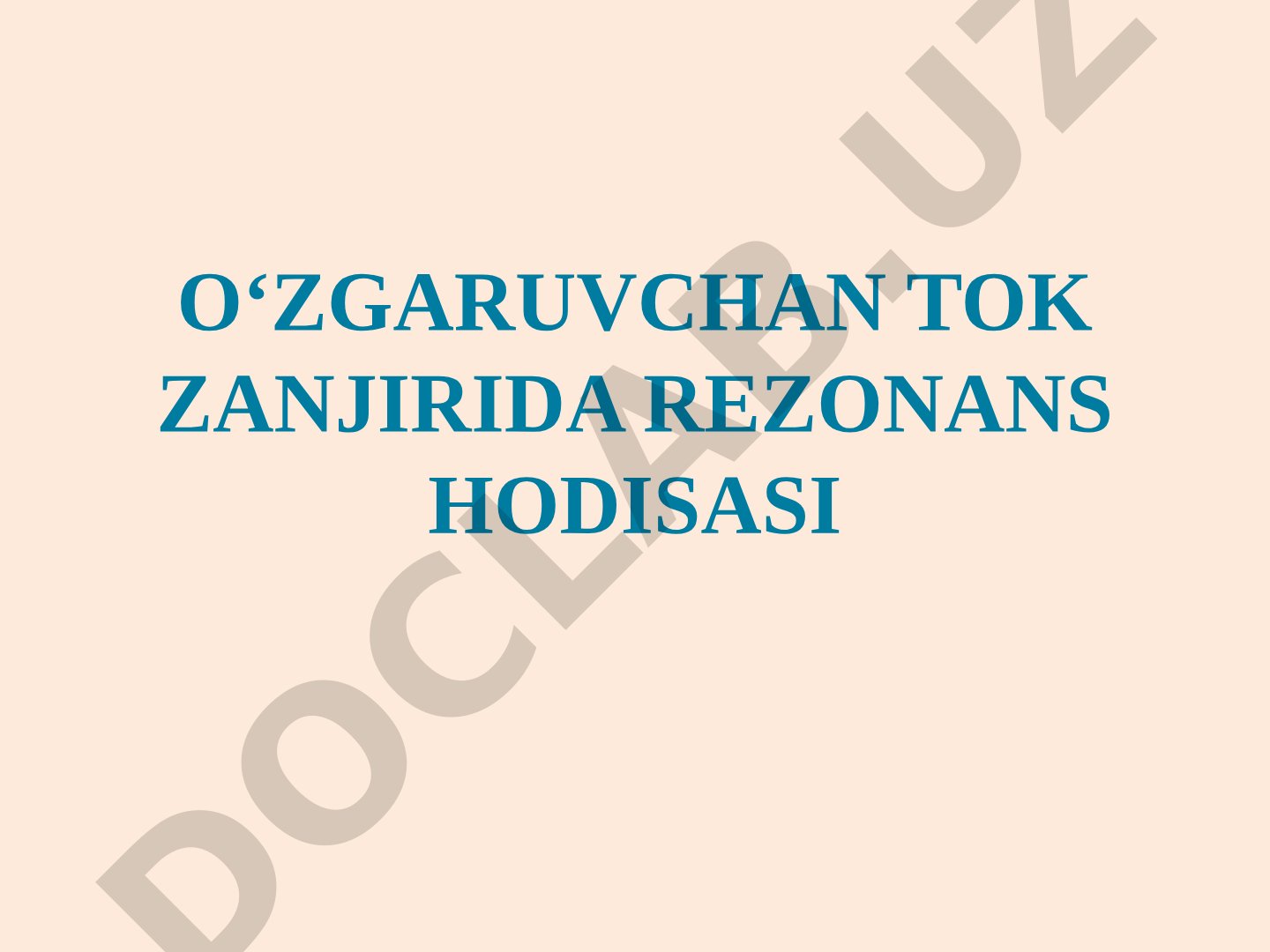 O‘zgaruvchan tok zanjirida rezonans hodisasi