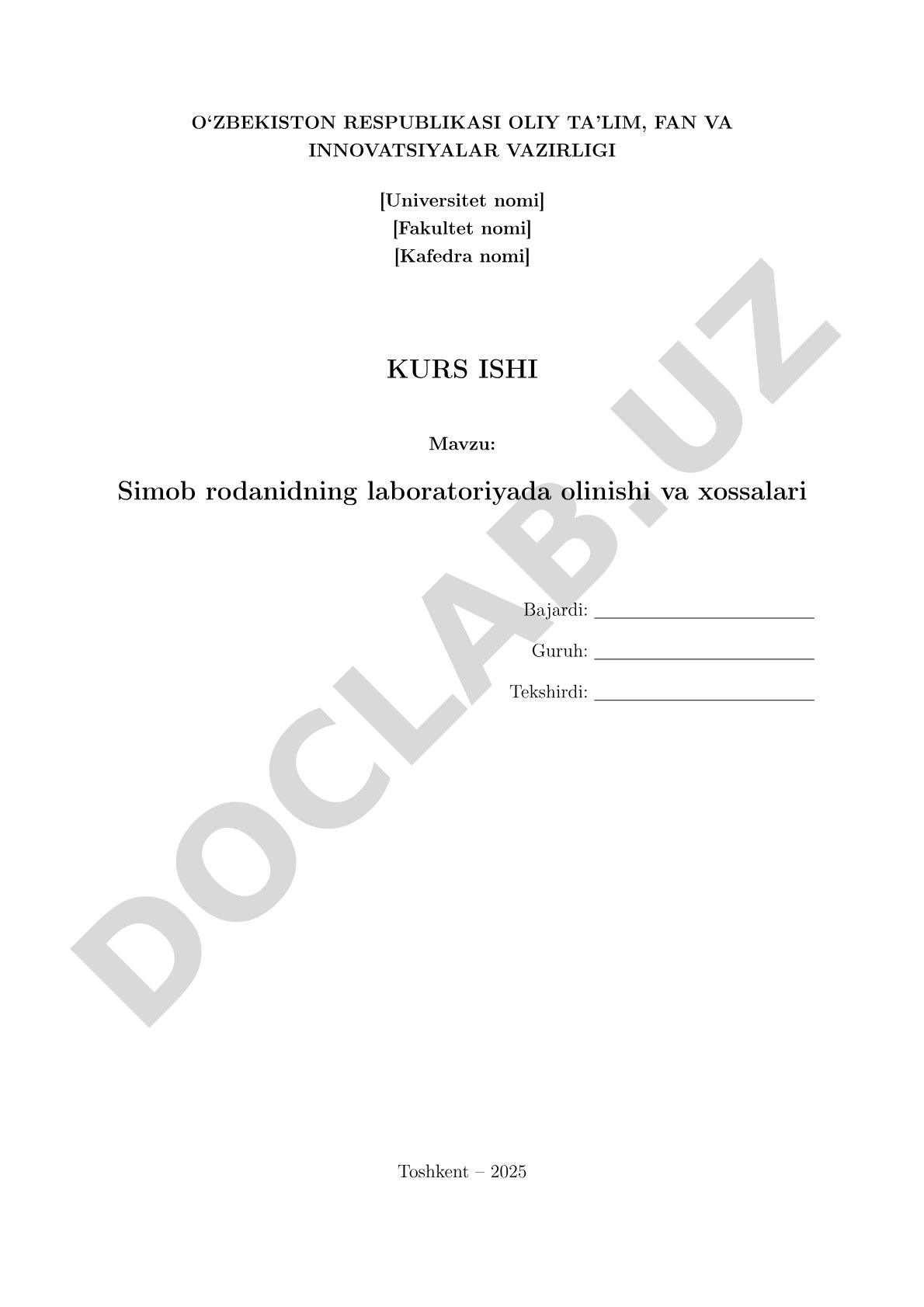 Simob rodanidning laboratoriyada olinishi va xossalari