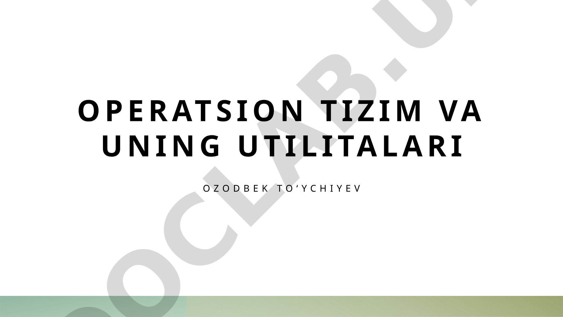 Operatsion tizim va uning utilitalari