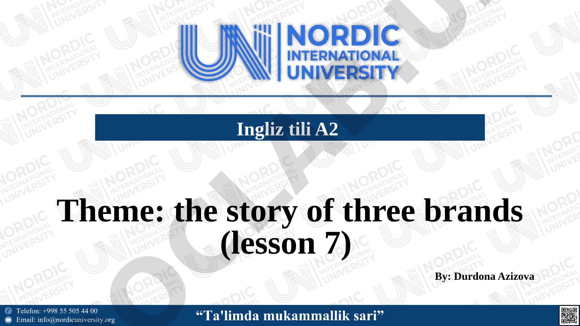 The story of three brands (lesson 7)