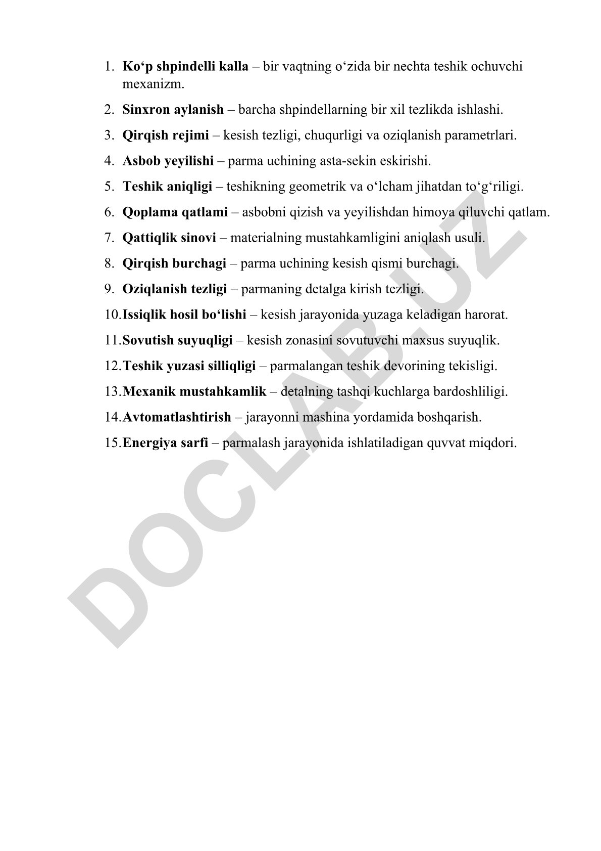 Ko‘p shpindelli kallalar va parmalash jarayonlari