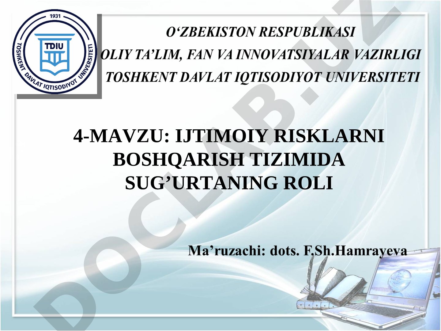 Ijtimoiy risklarni boshqarish tizimida sug'urtaning roli
