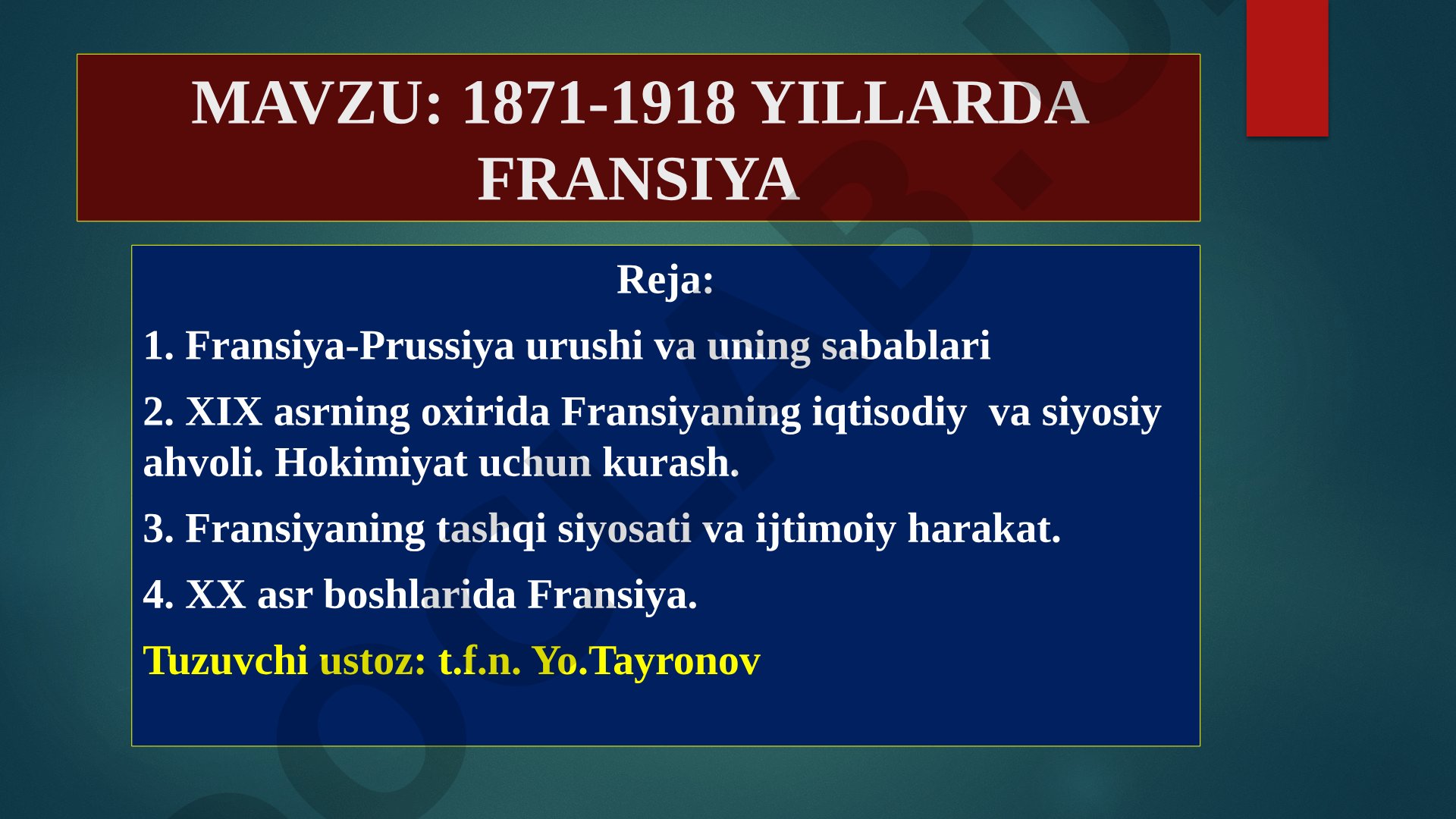 1871-1918 YILLARDA FRANSIYA