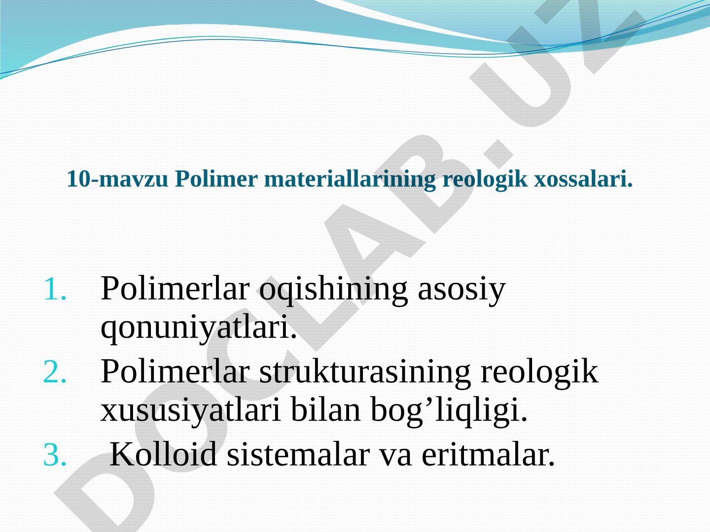 Polimer materiallarining reologik xossalari