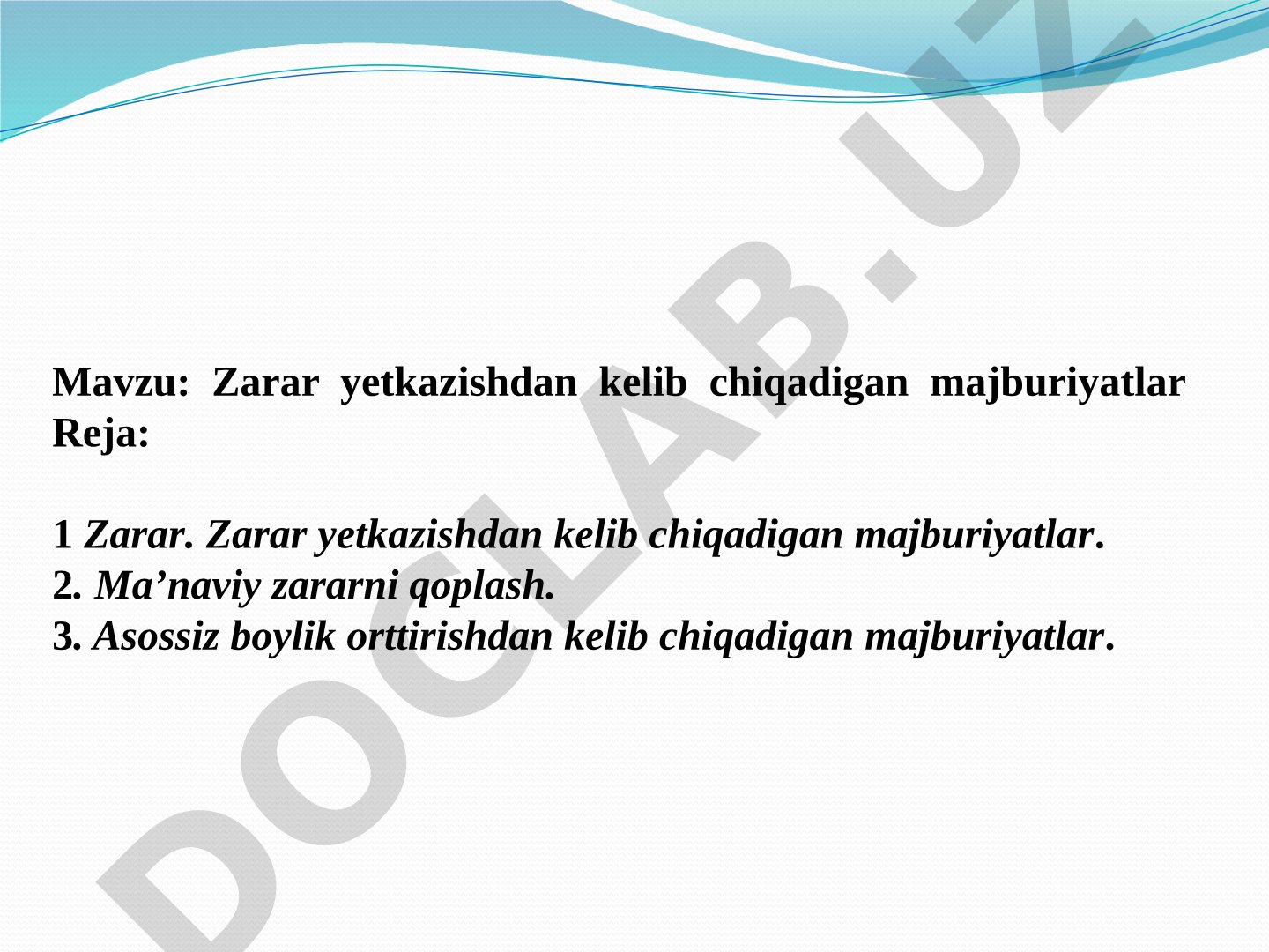 Zarar yetkazishdan kelib chiqadigan majburiyatlar