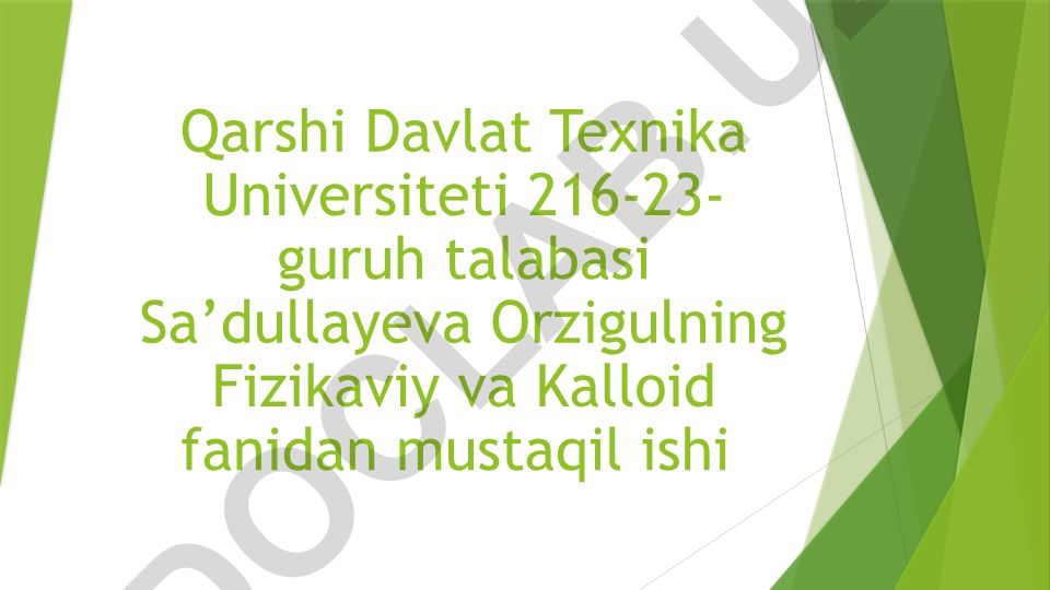 Kolloid Tizimlarining Olinishi