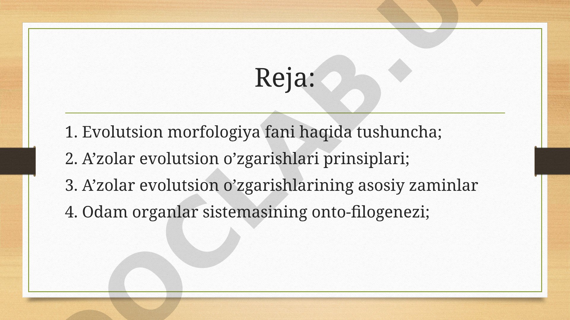 Evolutsion morfologiya fani, uning vazifalari, metodlari va a'zolar o'zgarishlari