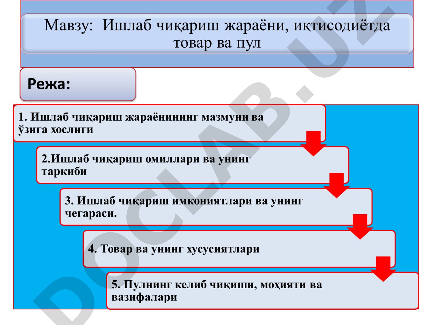 Ишлаб чиқариш жараёнининг мазмуни ва турлари