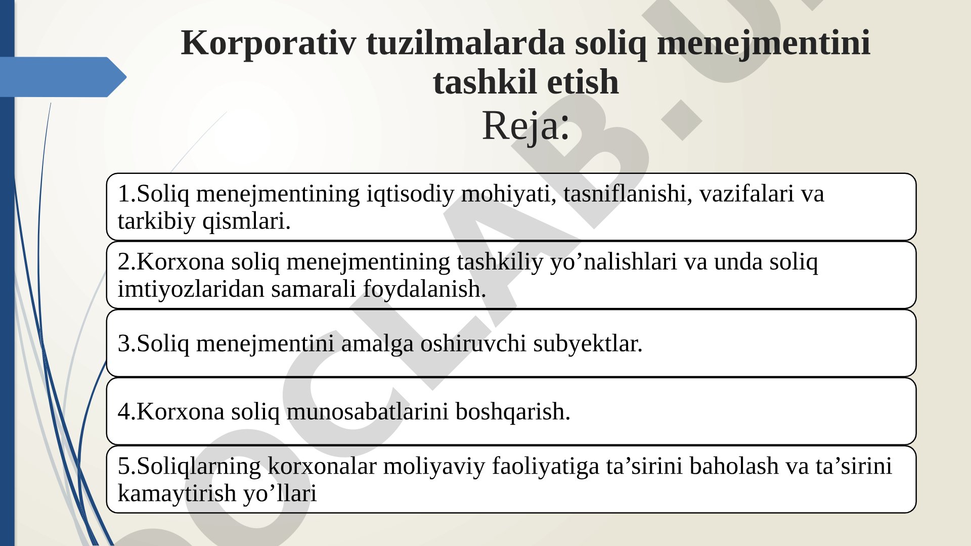 Korporativ tuzilmalarda soliq menejmentini tashkil etish