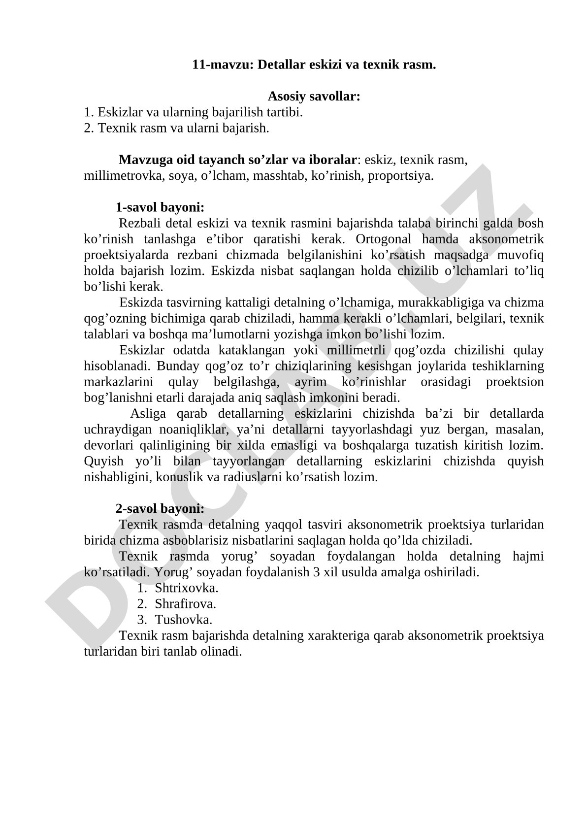 Detallar eskizi va texnik rasm