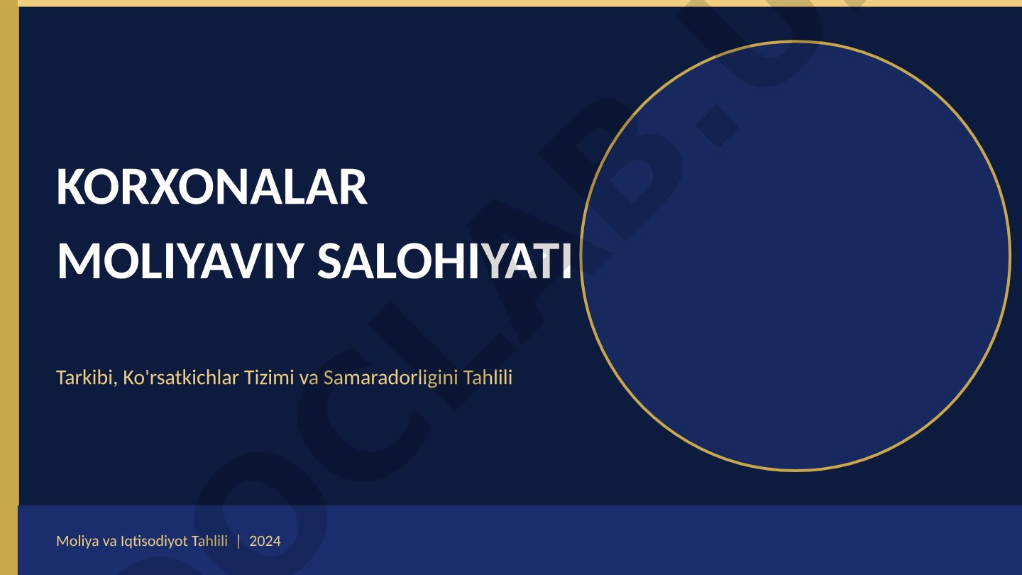 Korxonalar moliyaviy salohiyati tarkibi, ko'rsatkichlar tizimi va samaradorligini tahlili