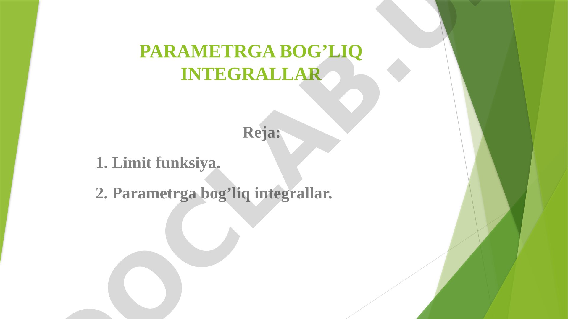 Parametrga bog‘liq integrallar