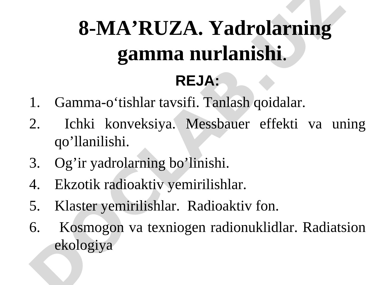 Yadrolarning gamma nurlanishi