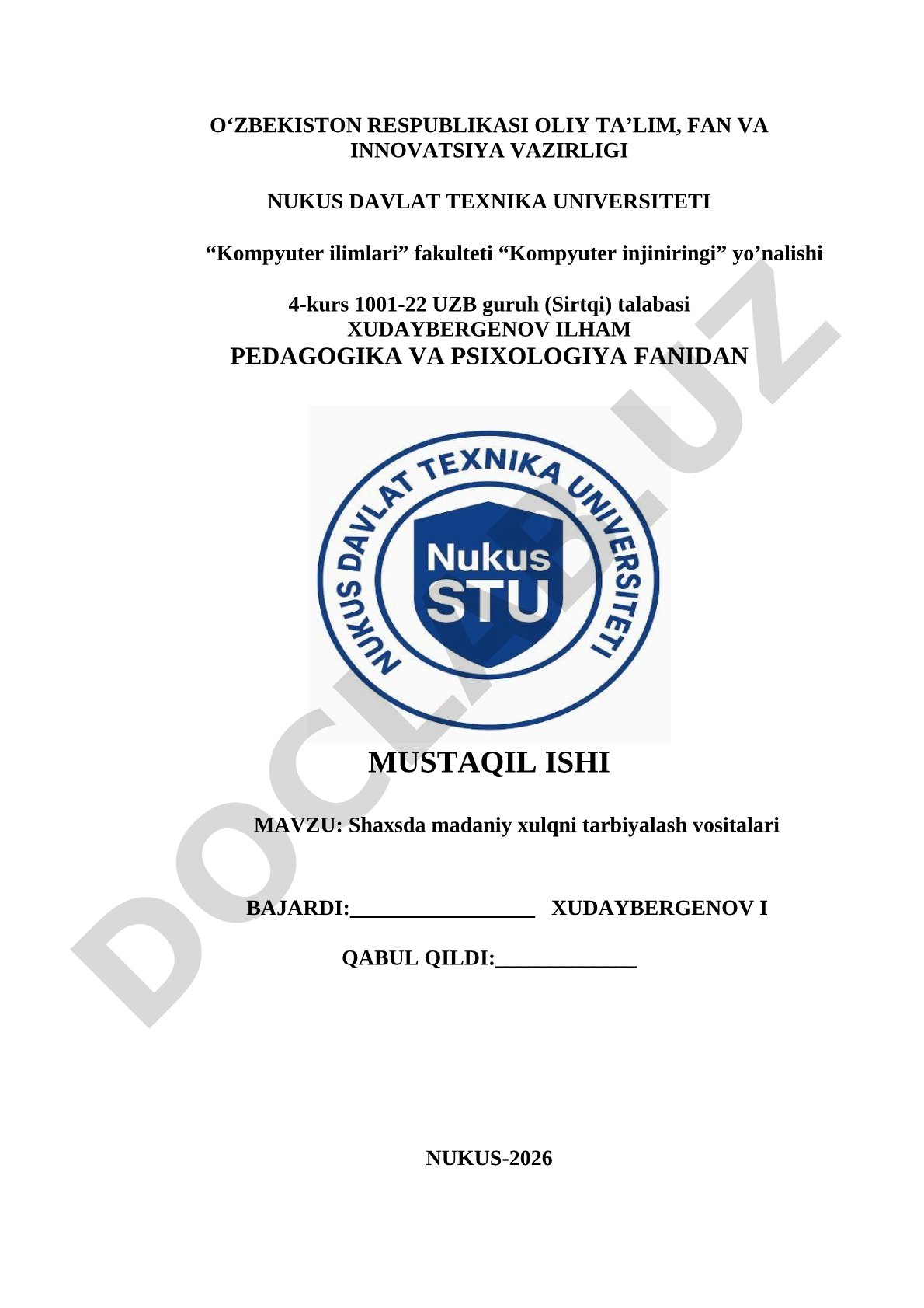 Shaxsda madaniy xulqni tarbiyalash vositalari