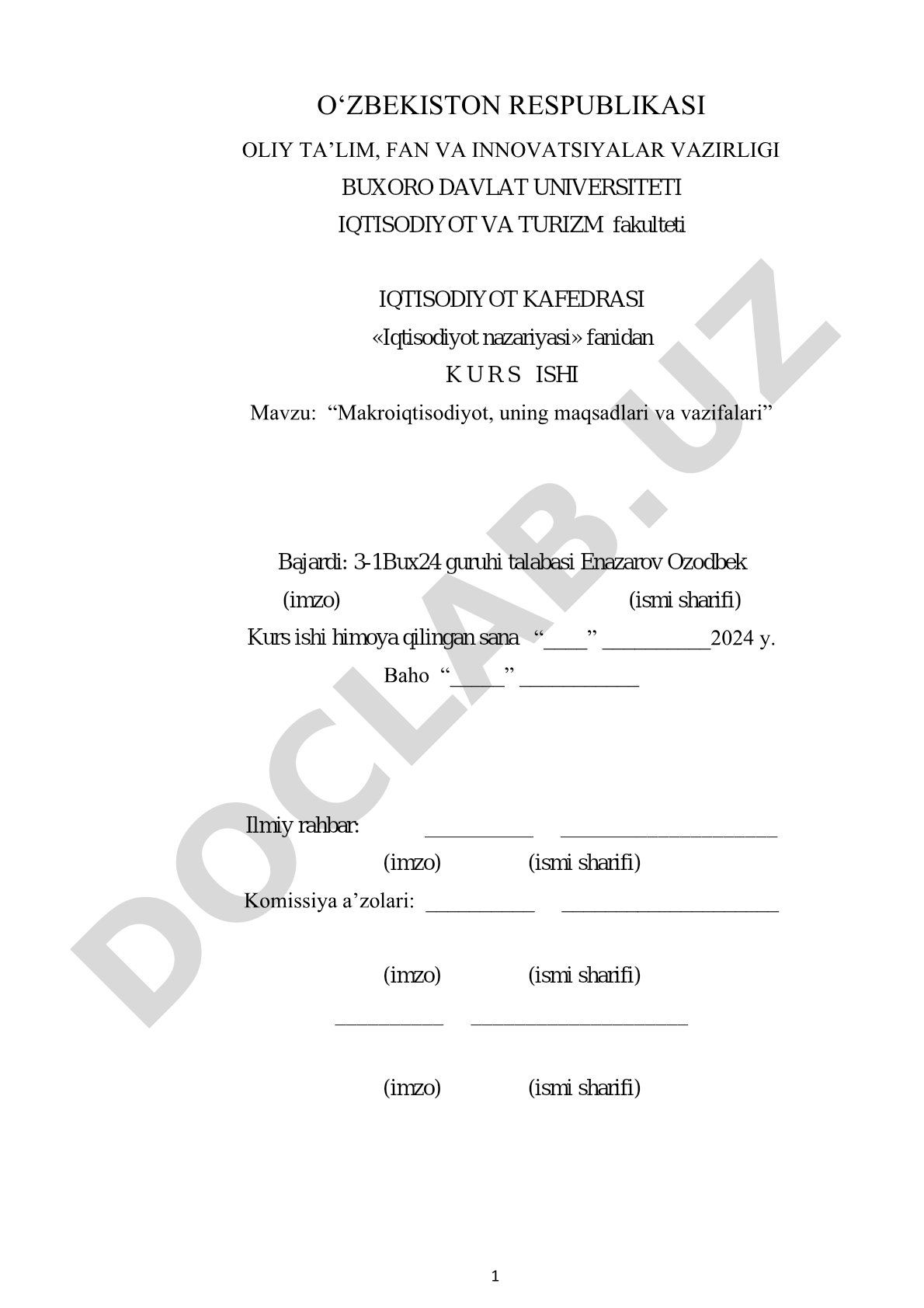 Makroiqtisodiyot, uning maqsadlari va vazifalari