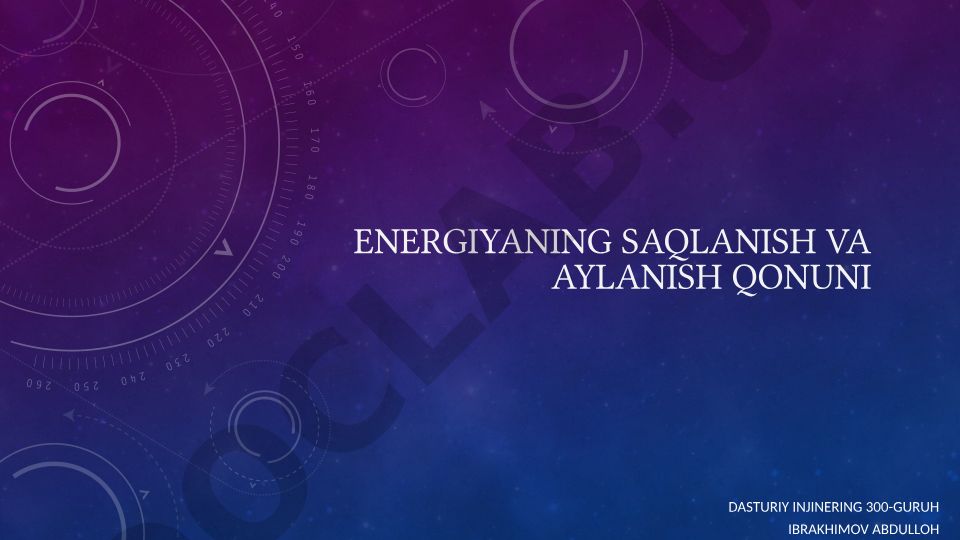 Energiyaning saqlanish va aylanish qonuni