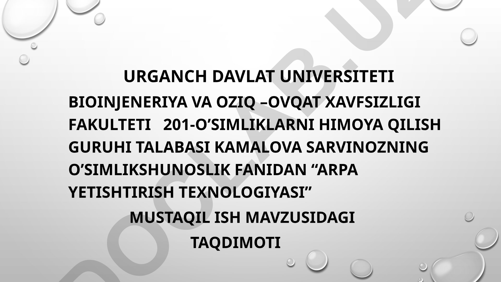 Arpa yetishtirish texnologiyasi