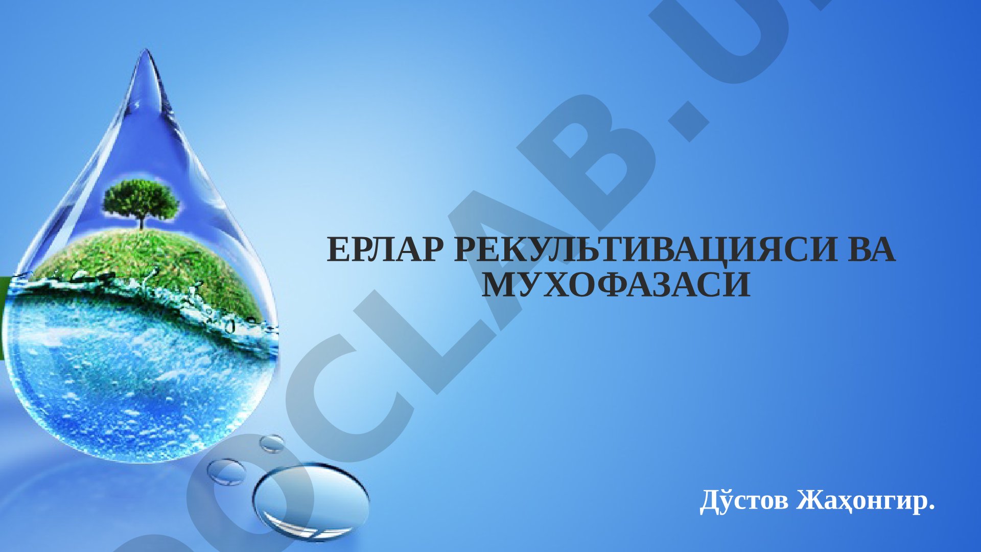ЎЗБЕКИСТОННИНГ ЕР РЕСУРСЛАРИ. ЕРЛАРНИНГ ТОИФАЛАРИ ВА ТУРЛАРИ