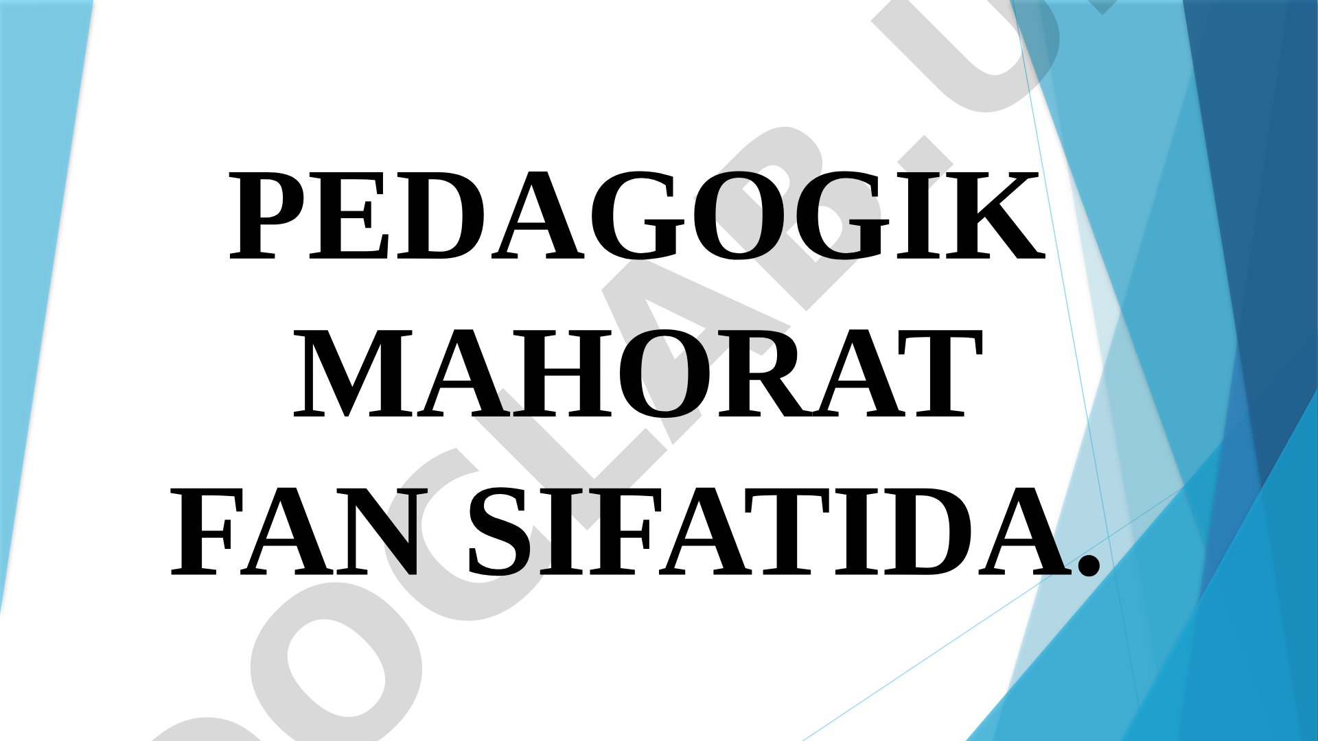Pedagogik mahorat fan sifatida