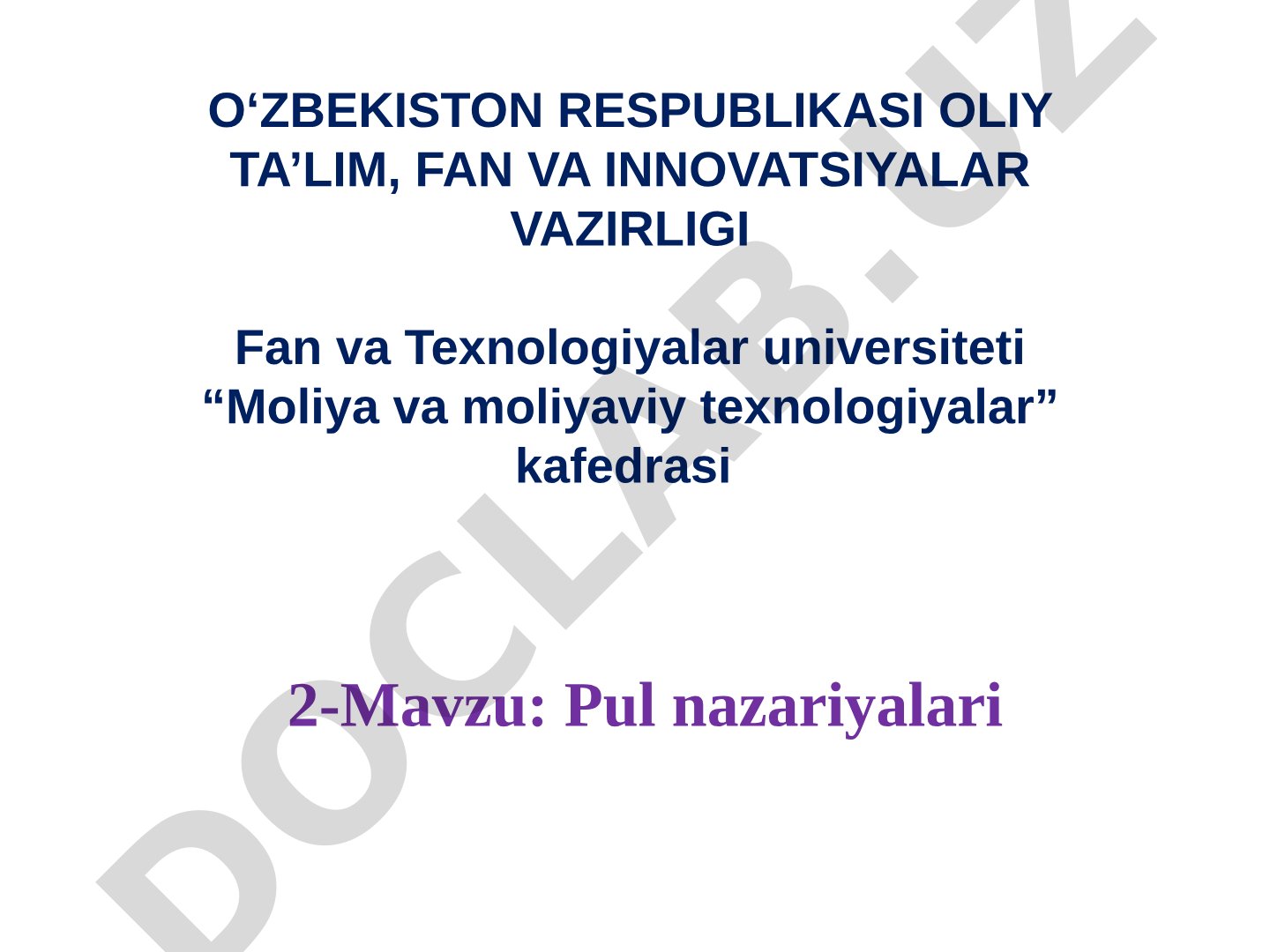Pul nazariyalarining mohiyati, turlari va rivojlanishi haqida taqdimot