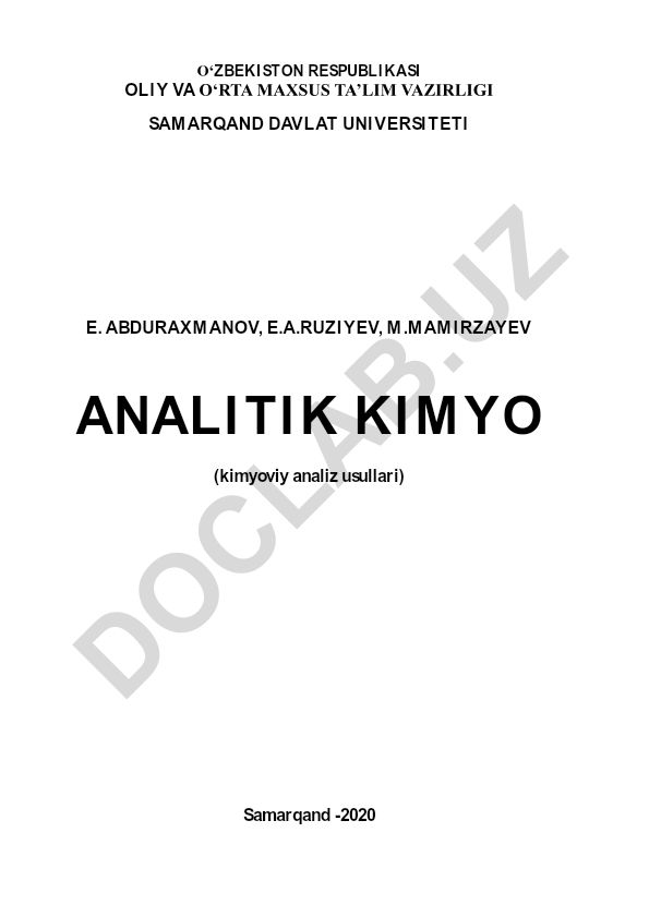 Analitik kimyo (kimyoviy analiz usullari)