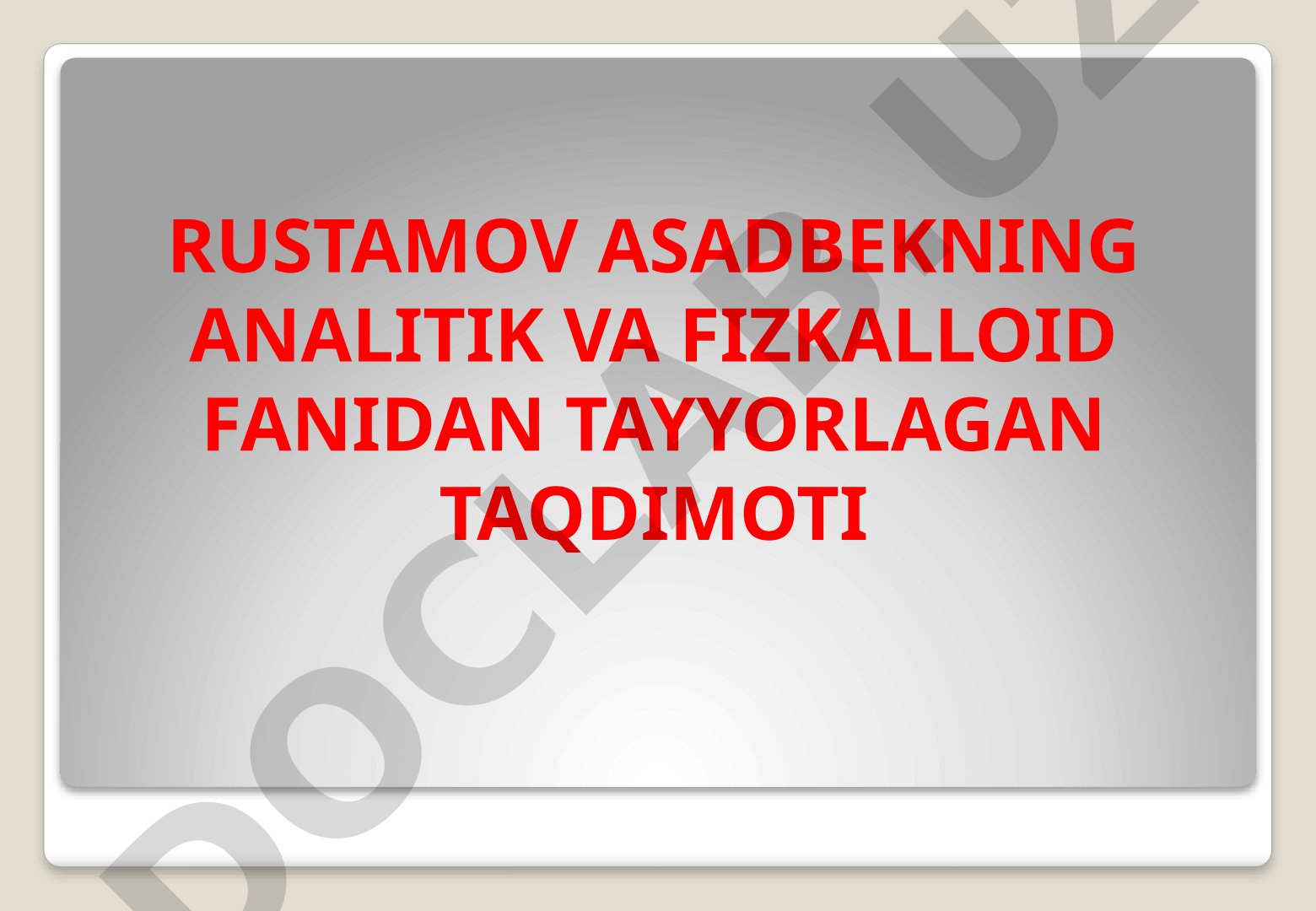 Analitik va fizkalloid fani