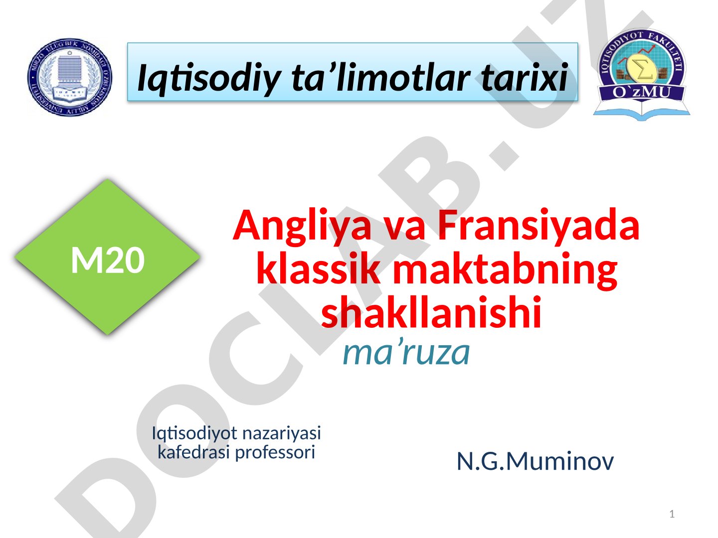 Angliya va Fransiyada klassik maktabning shakllanishi