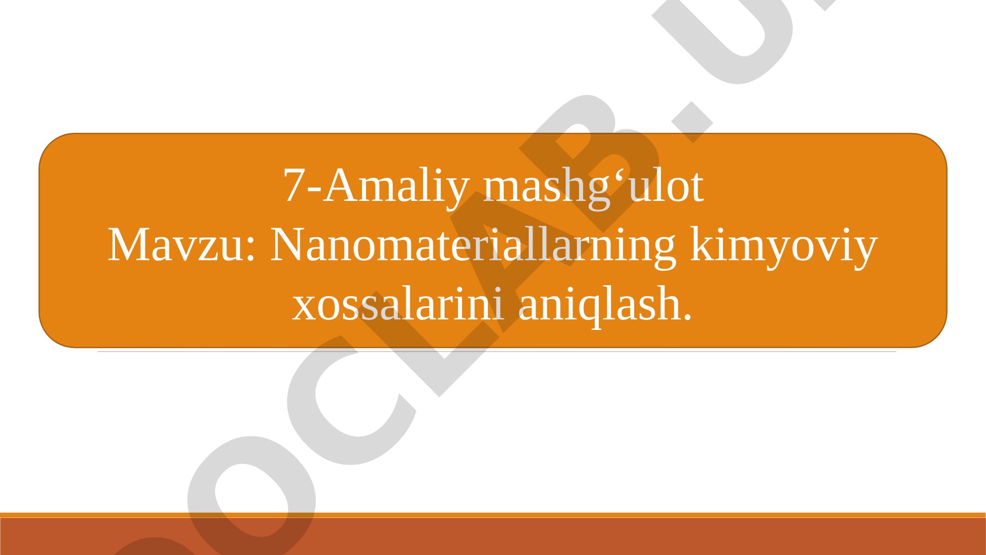 Nanomateriallarning kimyoviy xossalarini aniqlash
