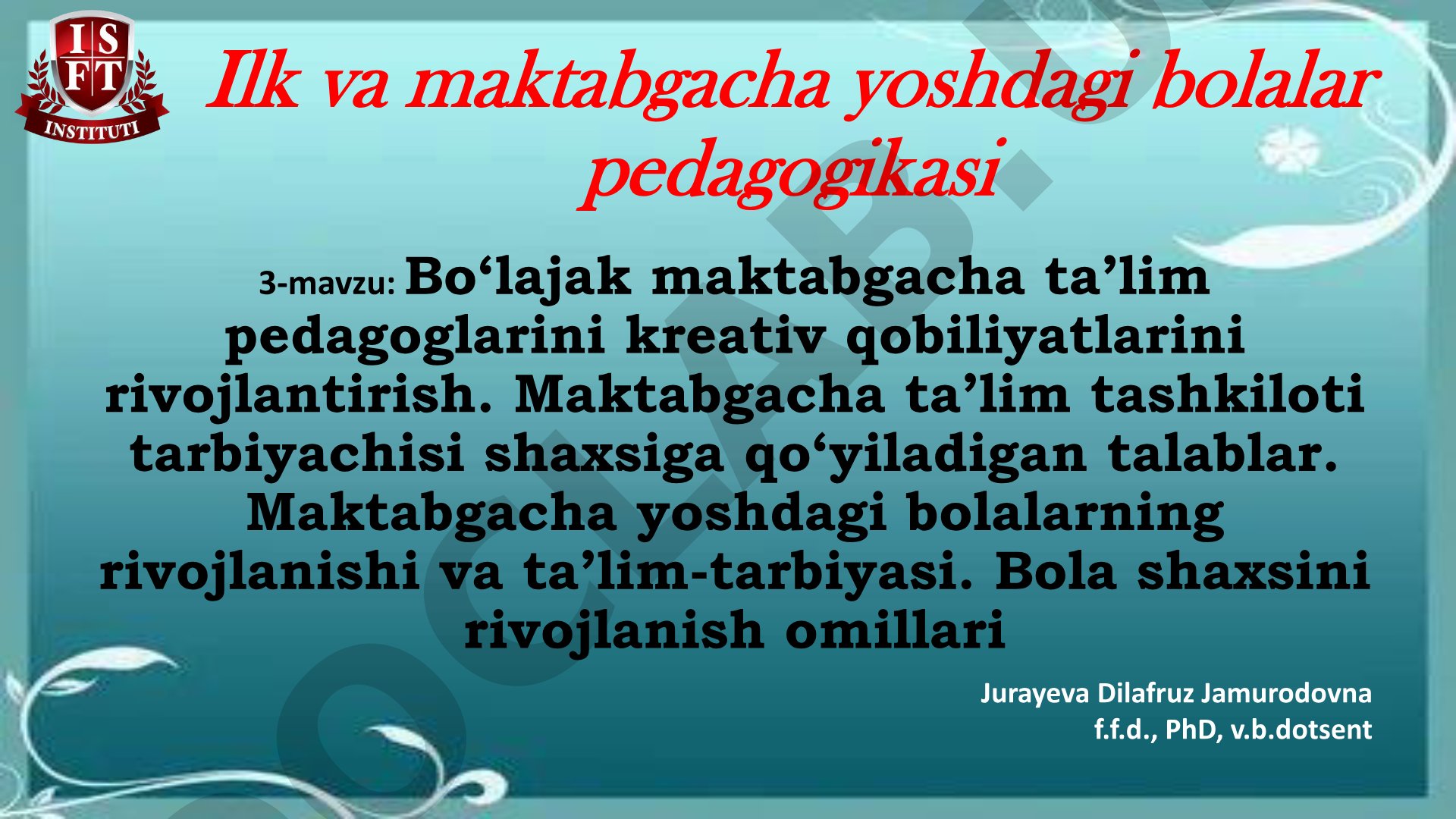 Bo‘lajak maktabgacha ta’lim pedagoglarini kreativ qobiliyatlarini rivojlantirish