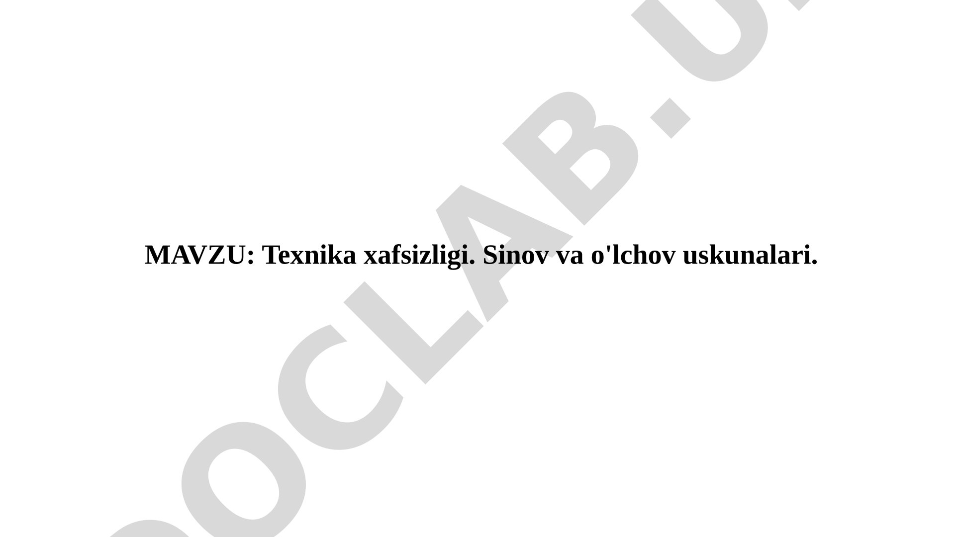 Texnika xafsizligi. Sinov va o'lchov uskunalari. Elektr tokining inson organizmiga ta'siri