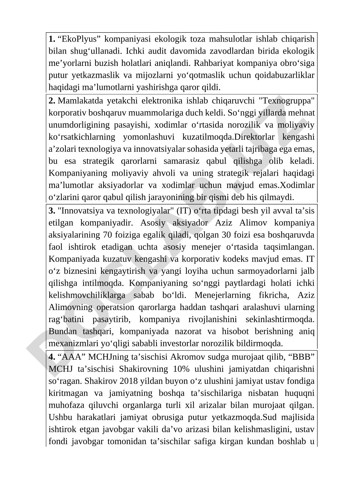 Ekologik me'yorlarni buzish va korporativ boshqaruv muammolari