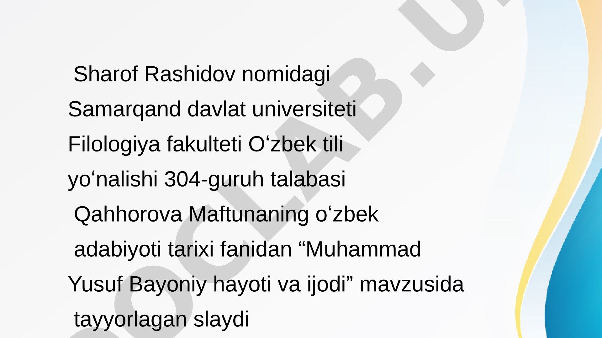 Muhammad Yusuf Bayoniy hayoti va ijodi