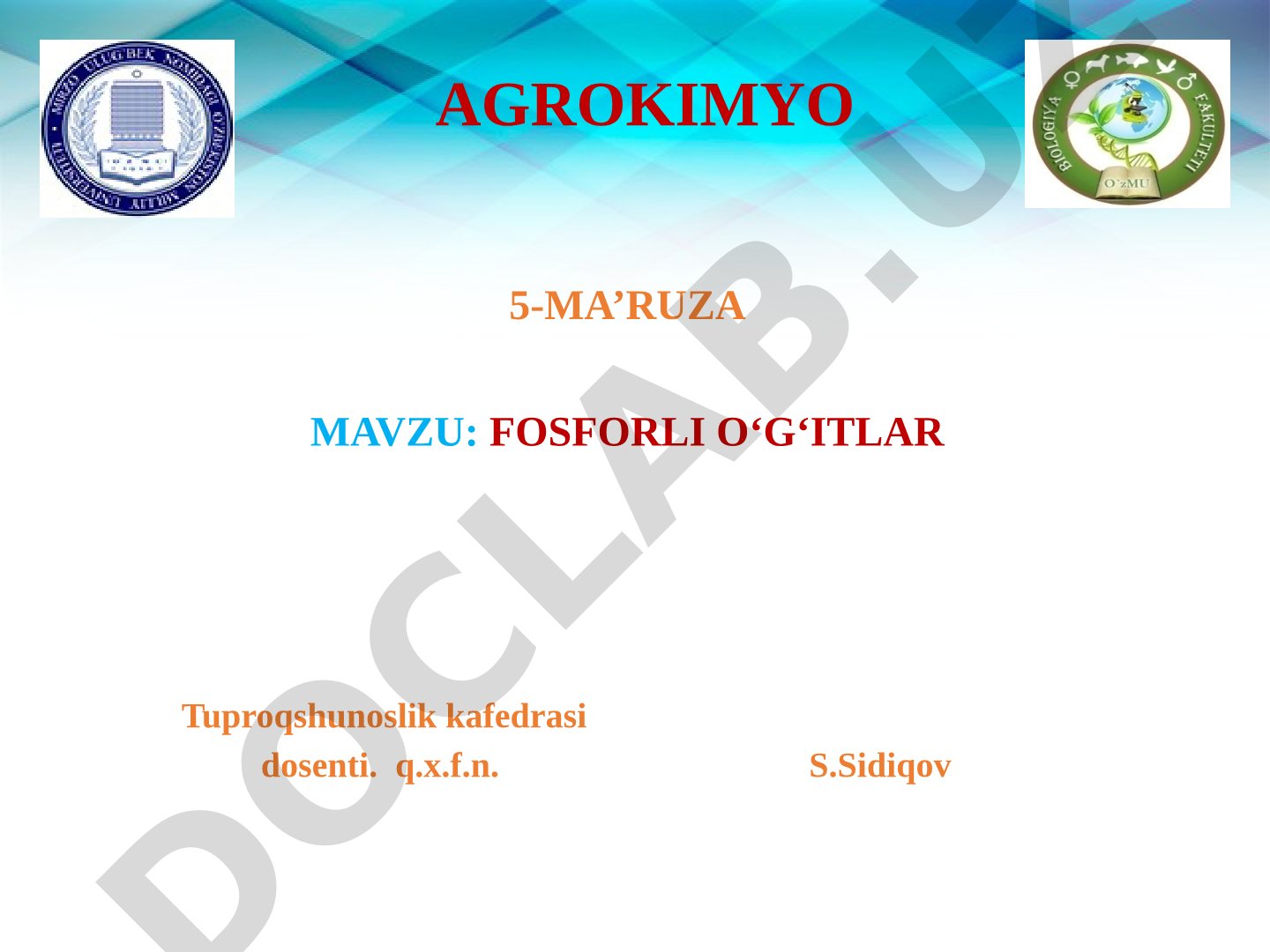 Fosforning o'simliklar hayotidagi ahamiyati, tuproqdagi shakllari va fosforli o'g'itlar