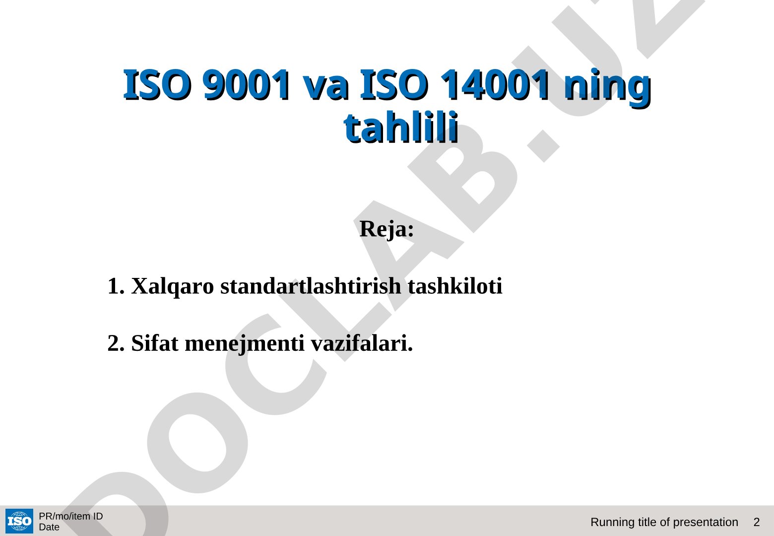 ISO 9001 va ISO 14001 ning tahlili