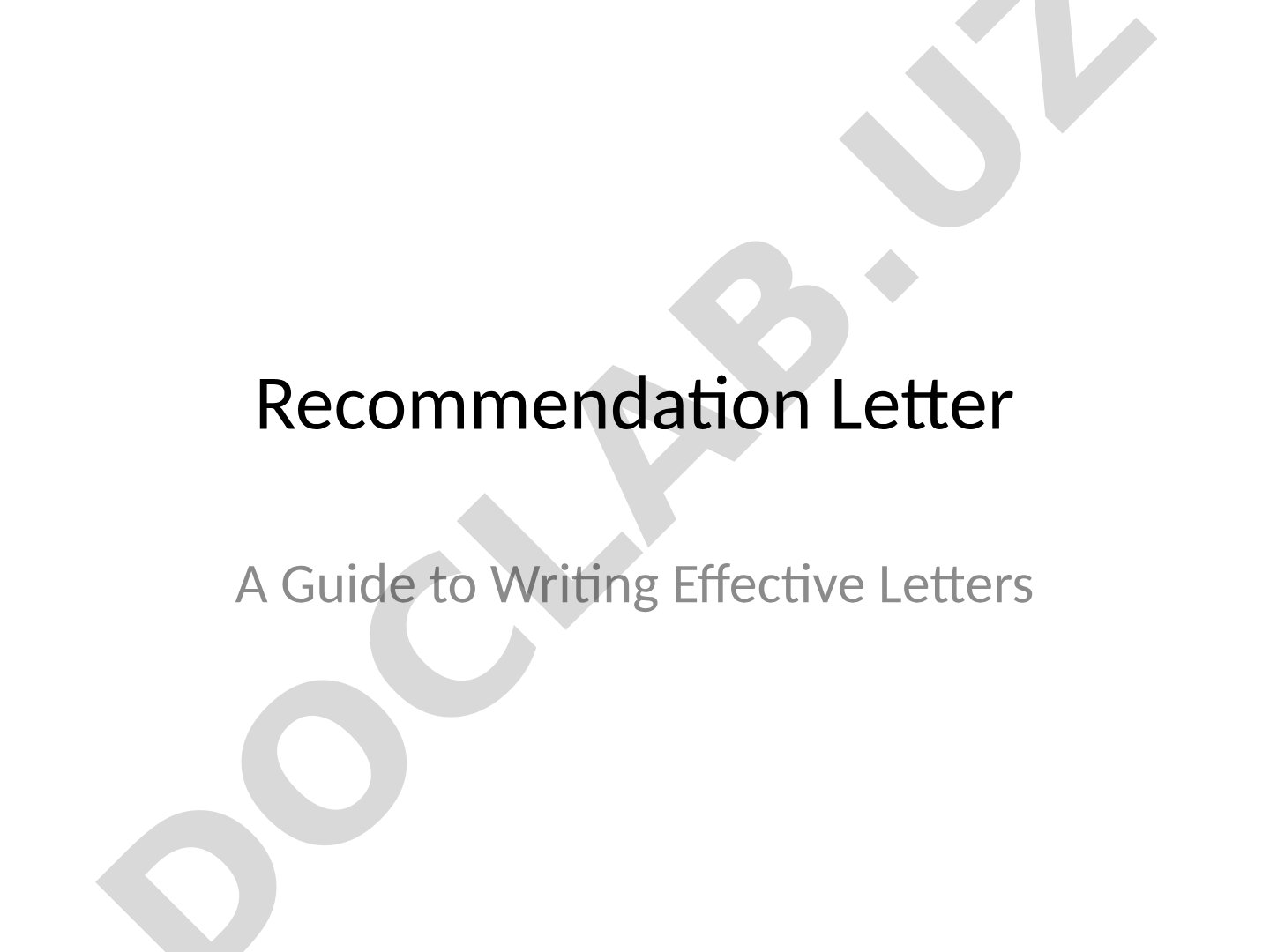 Recommendation Letter A Guide to Writing Effective Letters