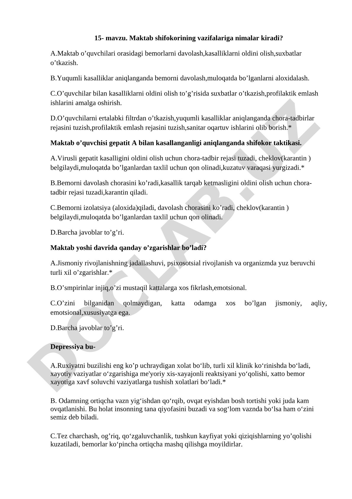 Maktab shifokorining vazifalari va gepatit A bilan kasallanganda taktika