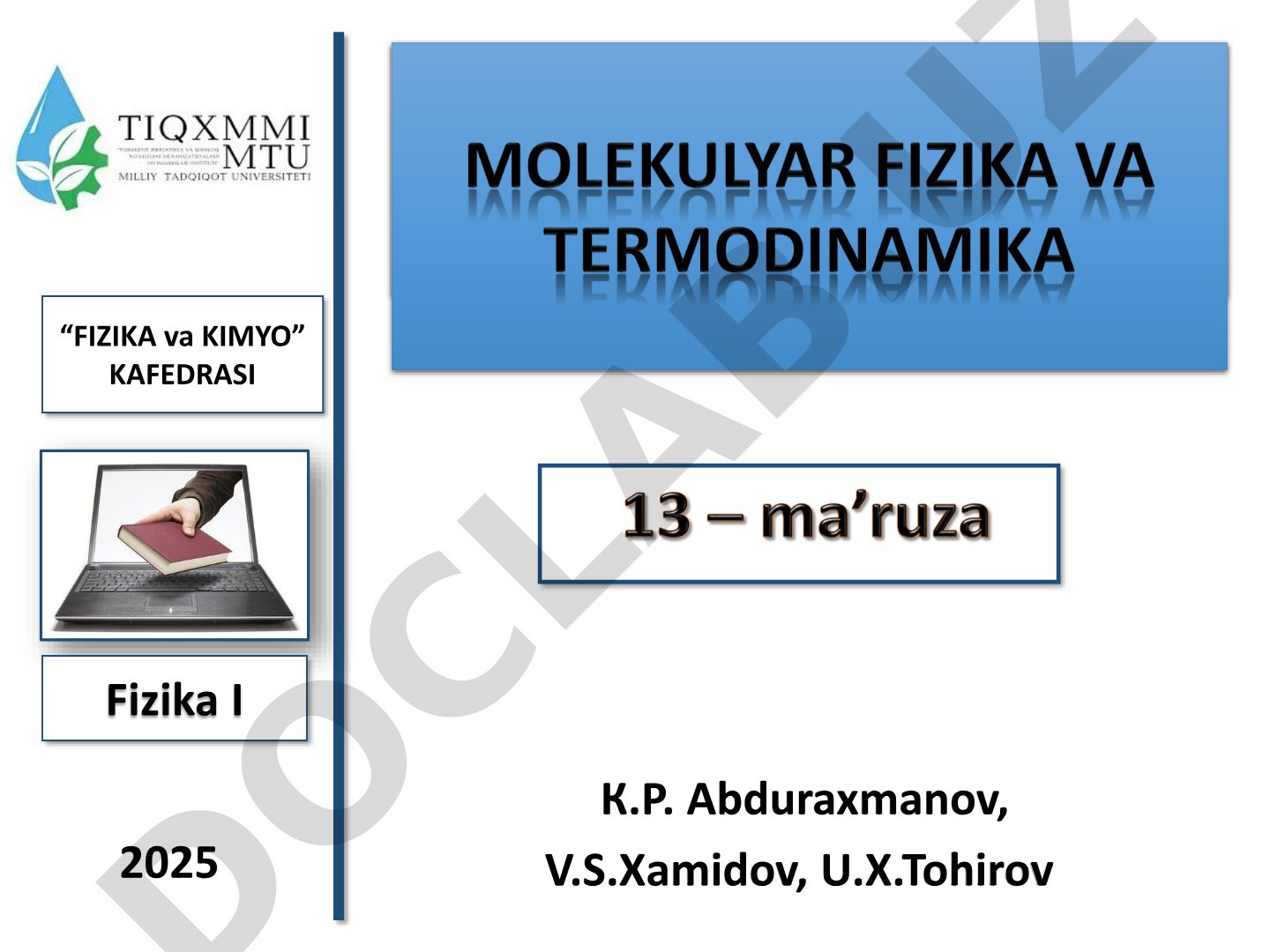 Izojarayonlar, ideal gaz holat tenglamasi, universal gaz doimiysi va gaz hajmi