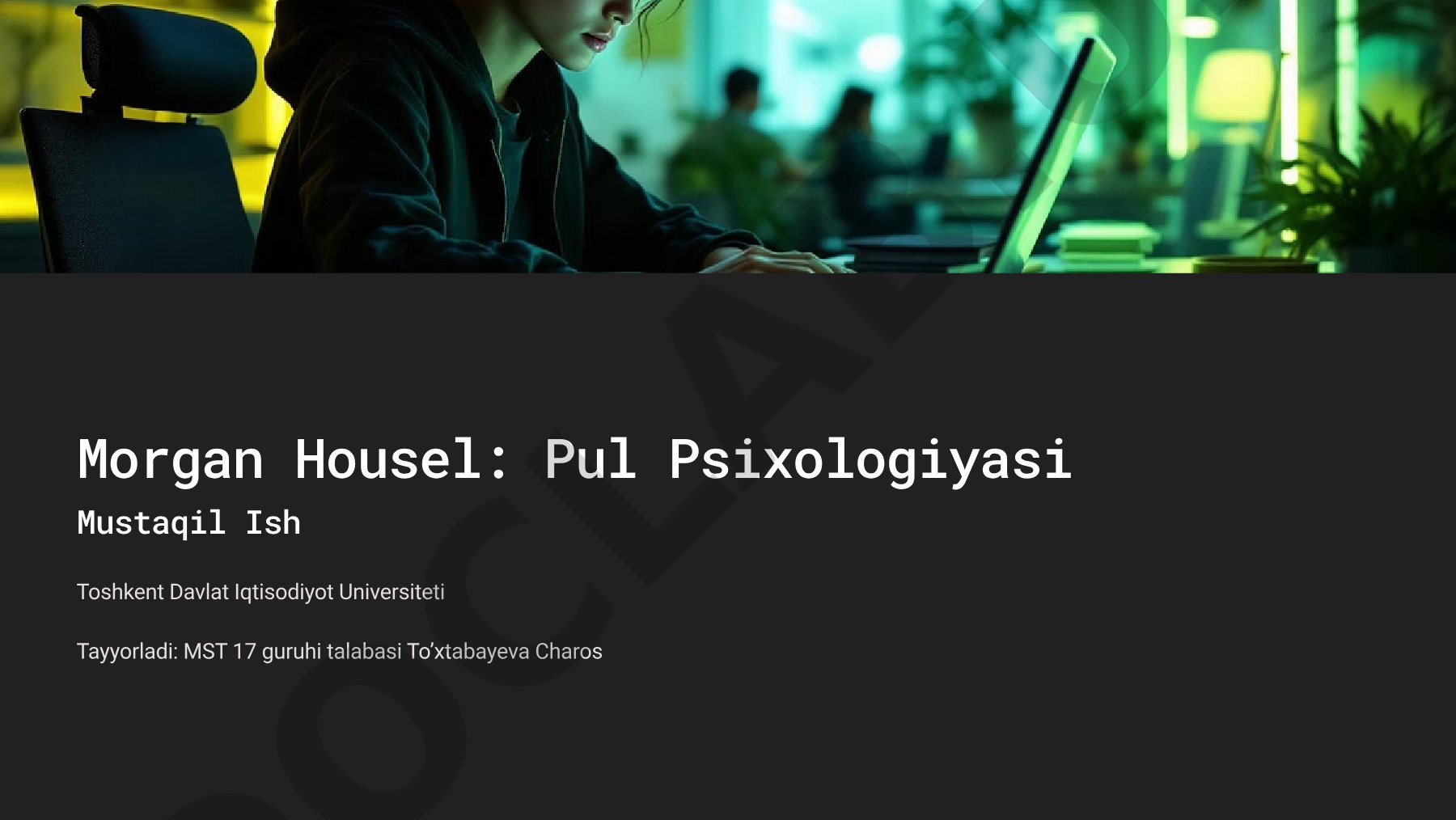 Morgan Housel: Pul Psixologiyasi