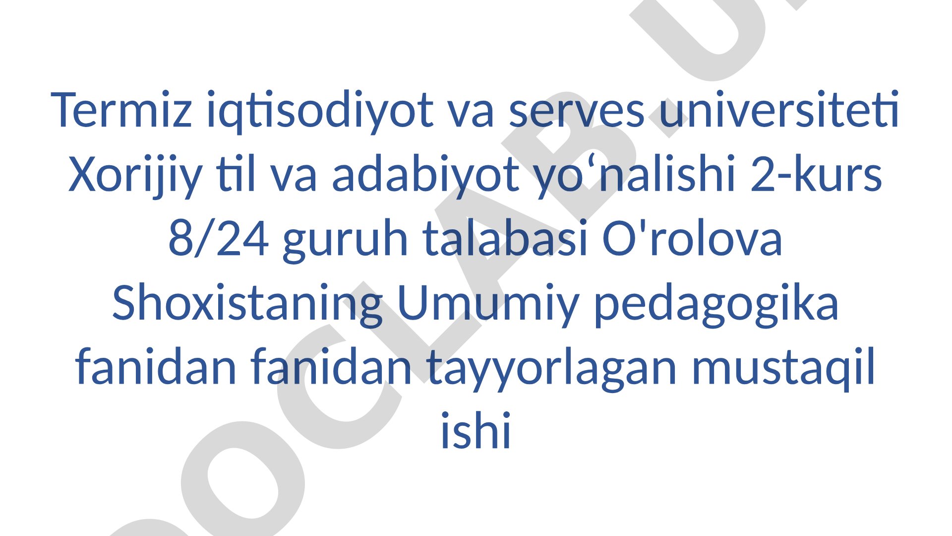 O’zbekiston Respublikasining ta’lim to’g’risidagi qonuniz