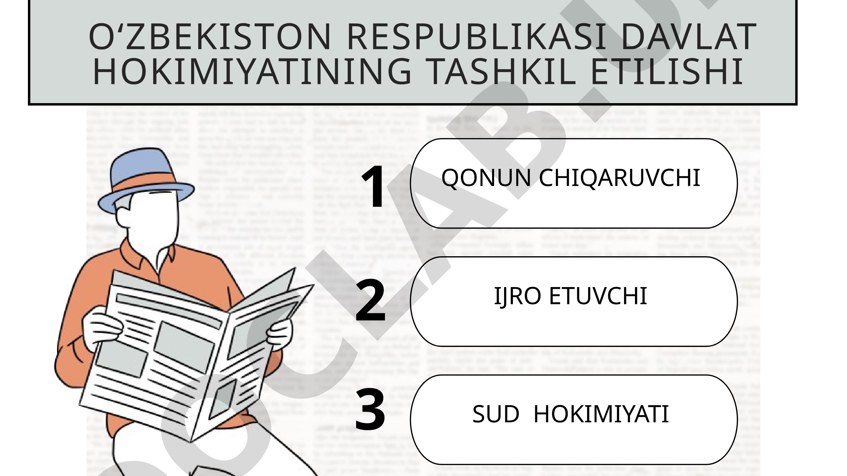 O'ZBEKISTON RESPUBLIKASI DAVLAT HOKIMIYATINING TASHKIL ETILISHI