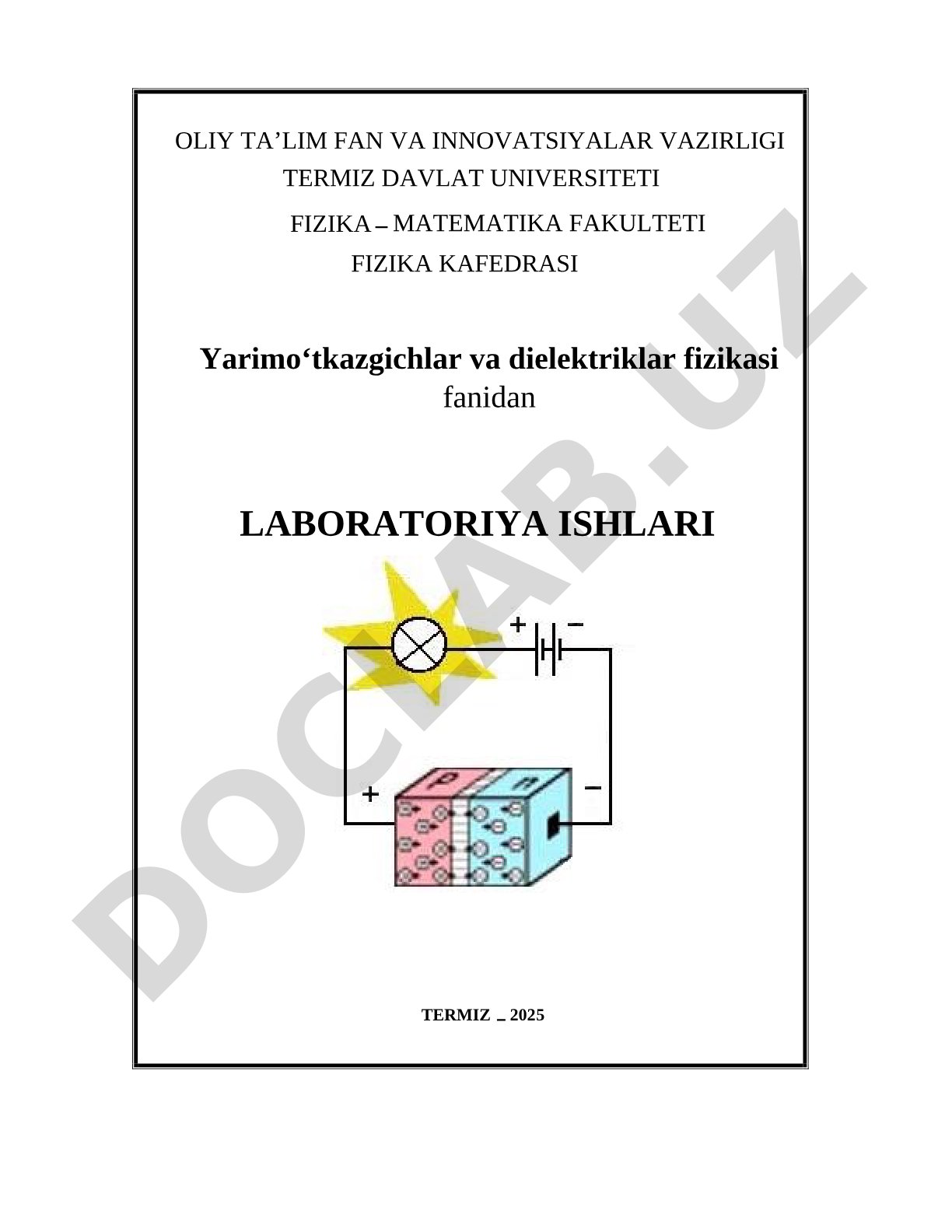 Metall-yarimo‘tkazgich kontakti potensiallari farqini kontaktning volt-amper xarakteristikasi bo‘yicha aniqlash