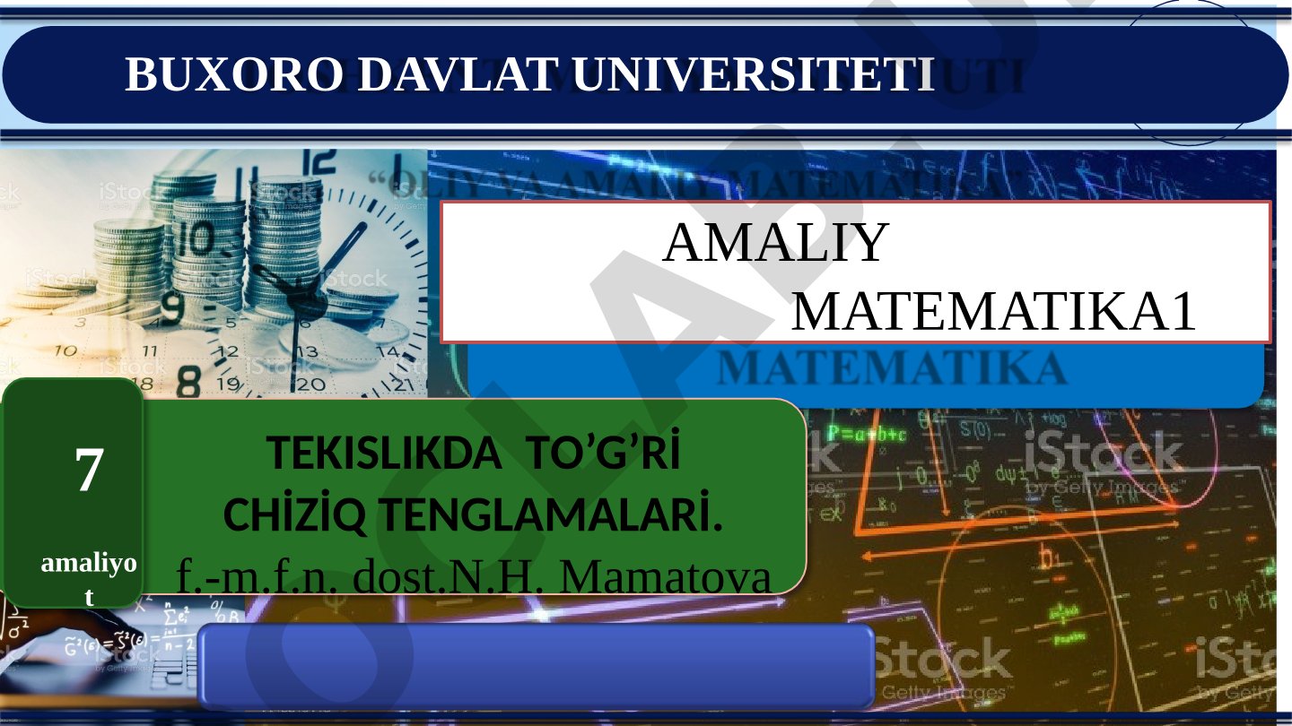 Tekislikda to‘g‘ri chiziq tenglamalari