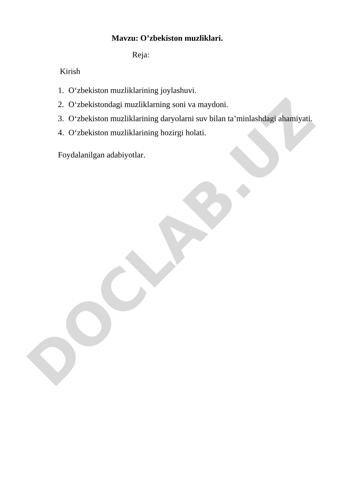O’zbekiston muzliklari